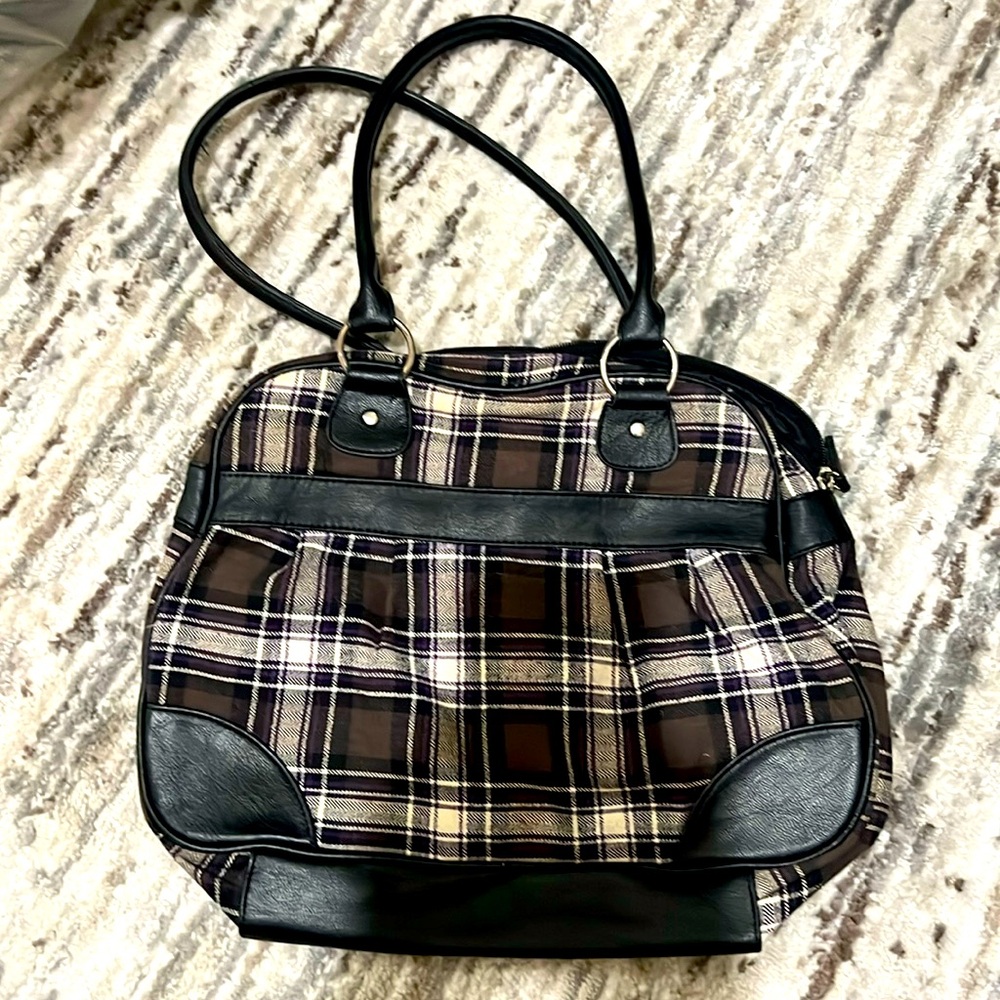 Plaid bowler bag